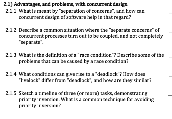 Solved 2.1) Advantages, and problems, with concurrent design | Chegg.com