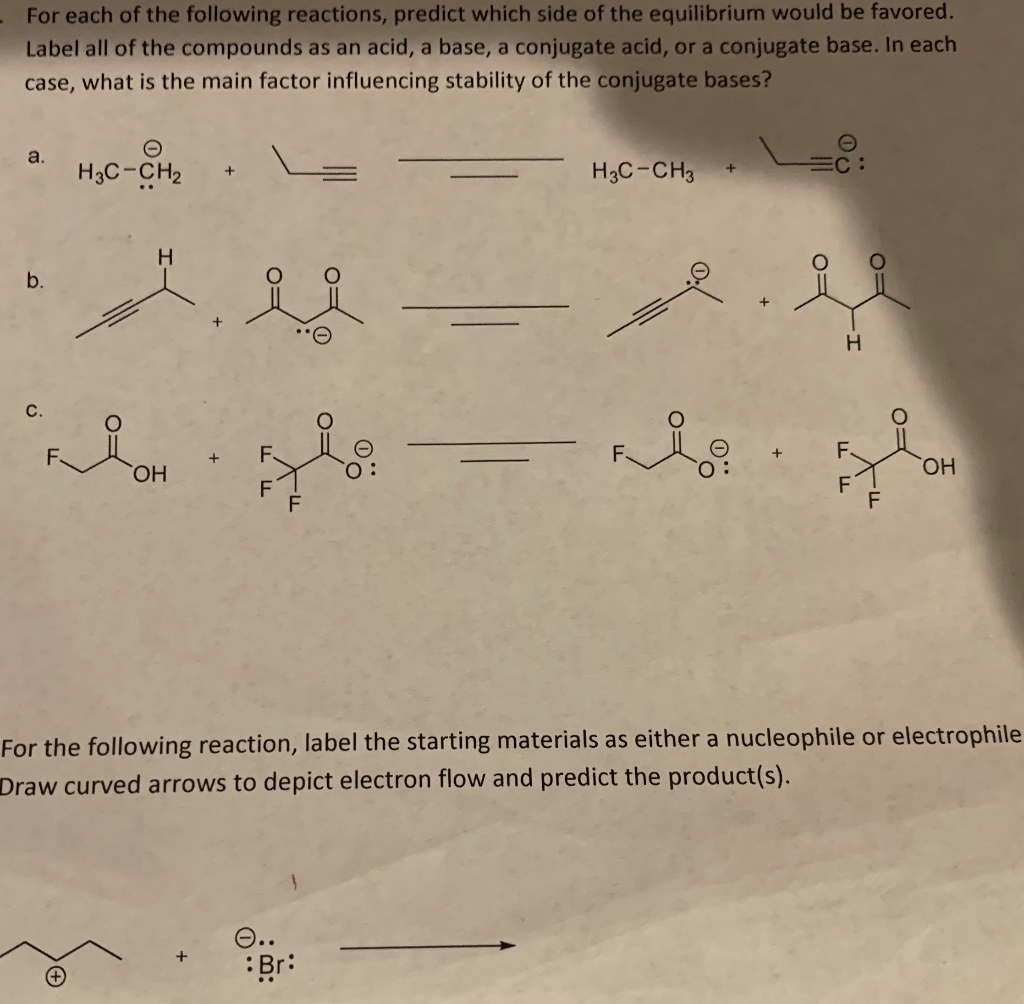 Solved For each of the following reactions, predict which | Chegg.com