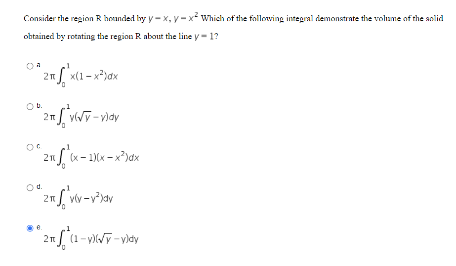 Solved Consider the region R bounded by y = x, y=x? Which of | Chegg.com