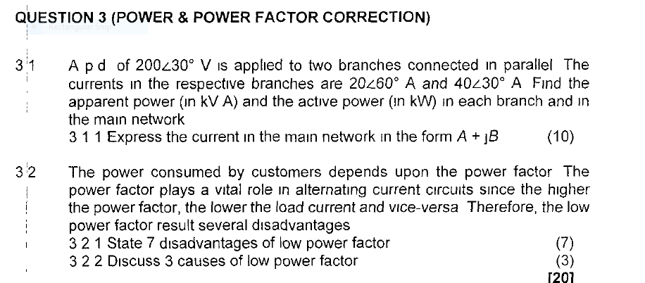Solved QUESTION 3 (POWER & POWER FACTOR CORRECTION) 311 Apd | Chegg.com