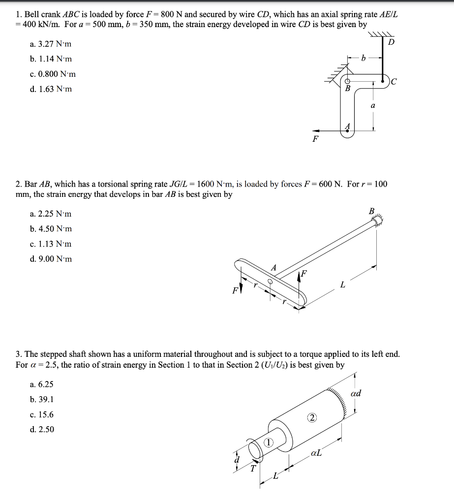 Solved 1. Bell crank ABC is loaded by force F= 800 N and | Chegg.com