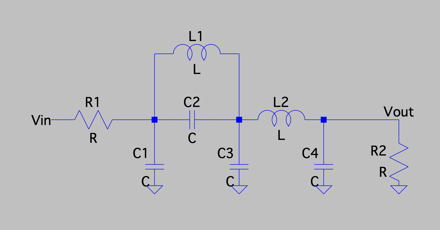 Solved L1 L R1 C2 L2 Vout Vin HI R С L C1 C3 C4 R2 otto R | Chegg.com
