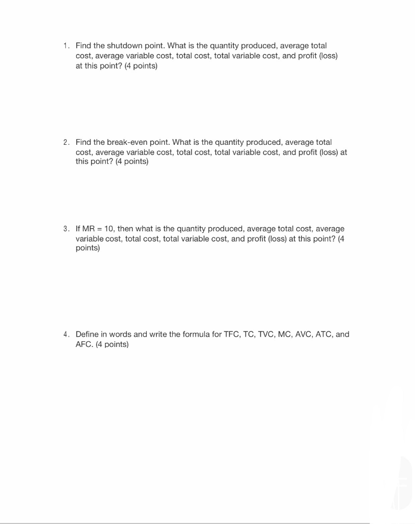 Solved Q2. Use the graph below to answer questions 1 through | Chegg.com
