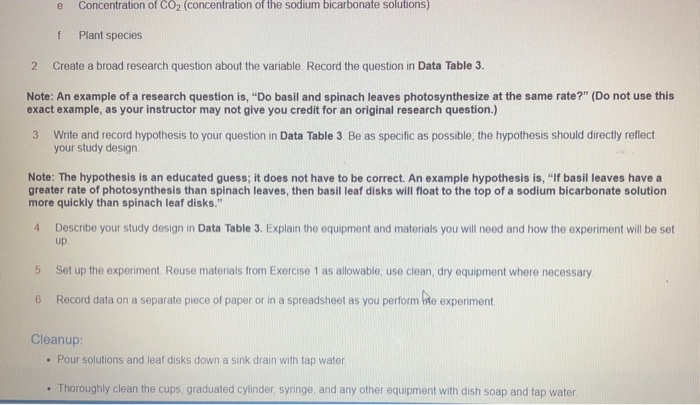 Exercise 2 Investigating Photosynthesis In this | Chegg.com