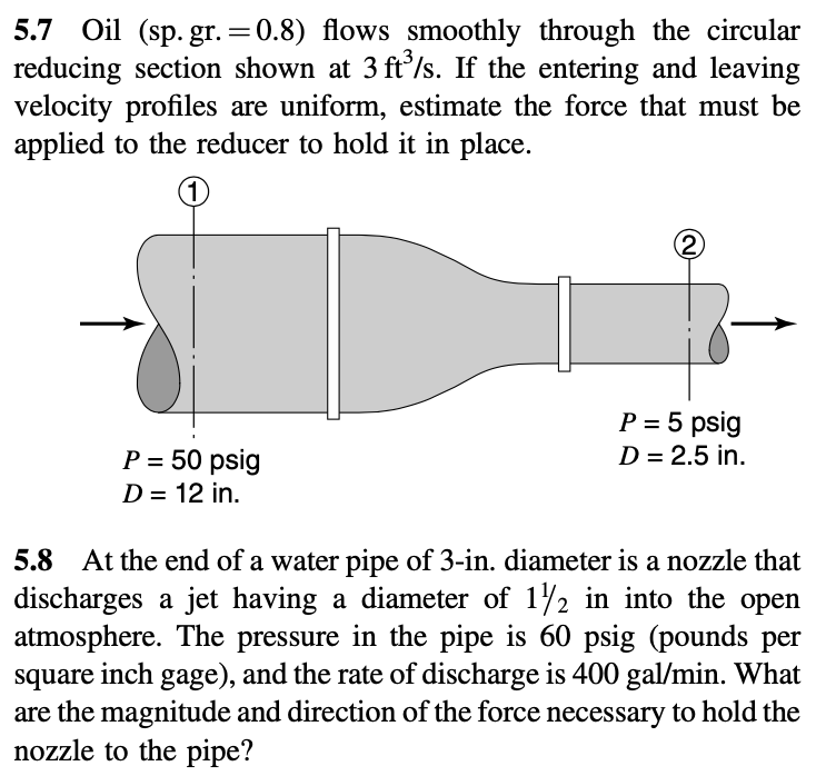 5 7 Oil Sp Gr 0 8 Flows Smoothly Through The Chegg Com