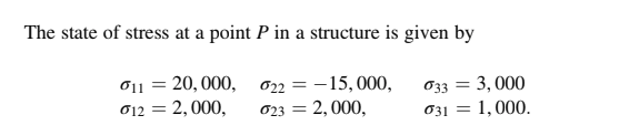 Solved The state of stress at a point P in a structure is | Chegg.com