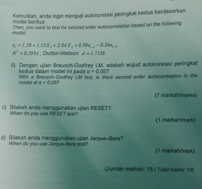 Solved 5. Jawab soalan berikut. Answer the following | Chegg.com