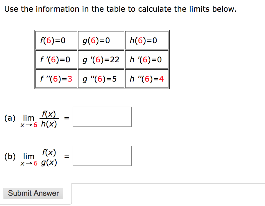 Solved Use The Information In The Table To Calculate The Chegg Com