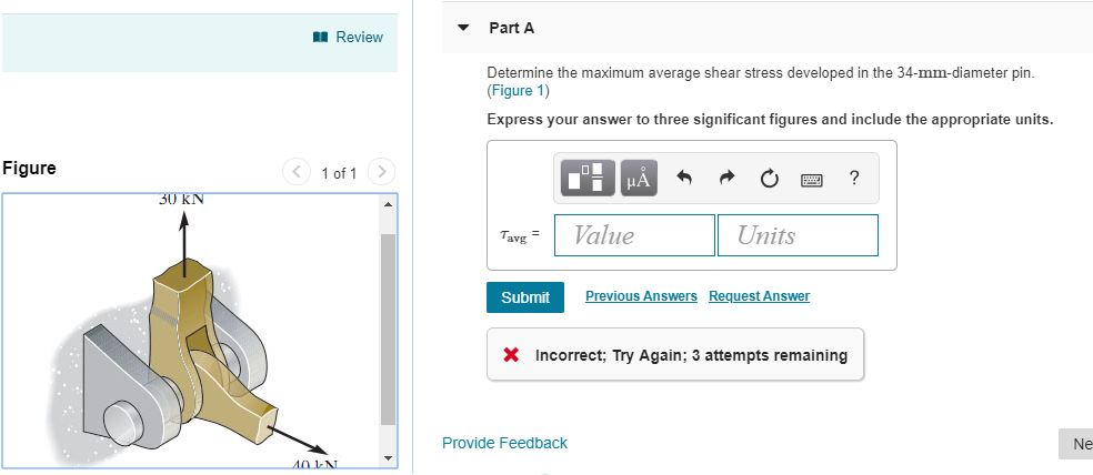 Solved Part A I Review Determine the maximum average shear | Chegg.com