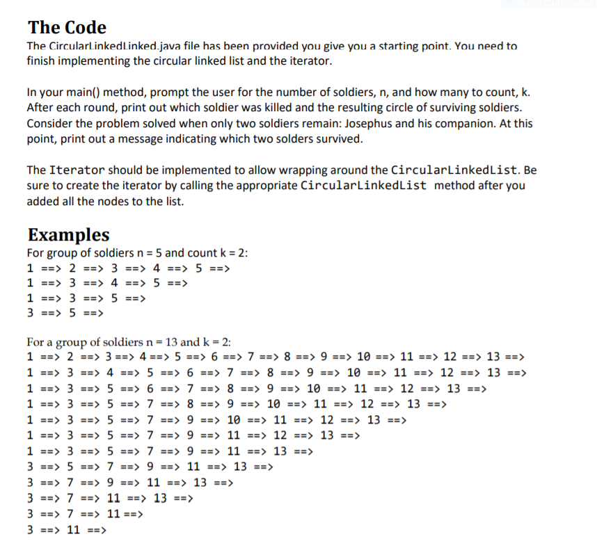 Solved The Problem Implement a circular linked list with the | Chegg.com