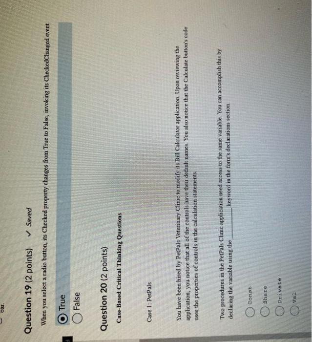 Solved Question 19 (2 points) Saved When you select a | Chegg.com