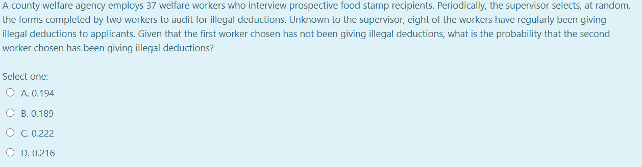 Solved A county welfare agency employs 37 welfare workers Chegg