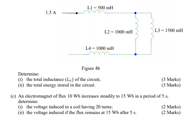 Solved L1 = 500 mH 1.5 A L2 = 1000 mH L3= 1500 mH L4 = 1000 | Chegg.com