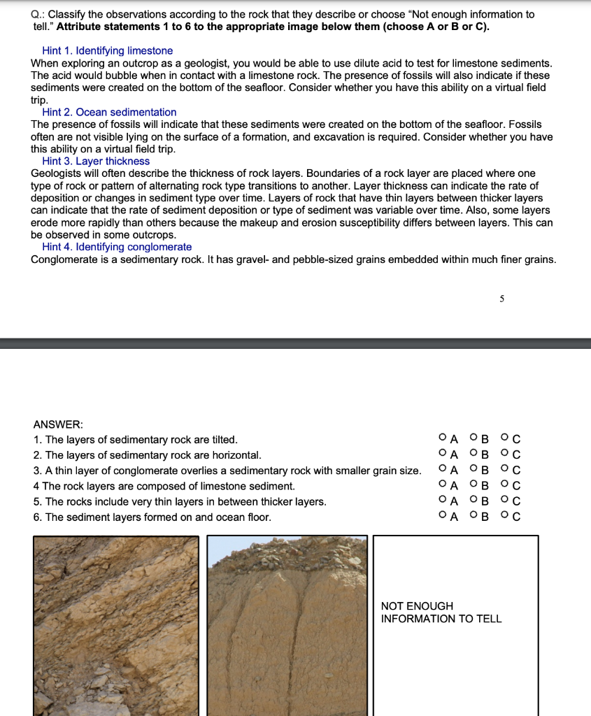 Solved Q.: Classify the observations according to the rock | Chegg.com