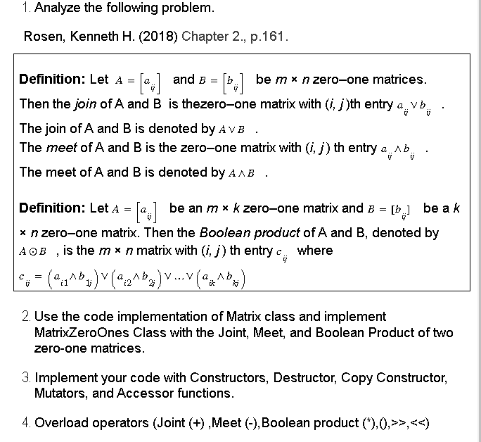 Definition: Let A=[aii] And B=[bii] Be M×n Zero-one | Chegg.com