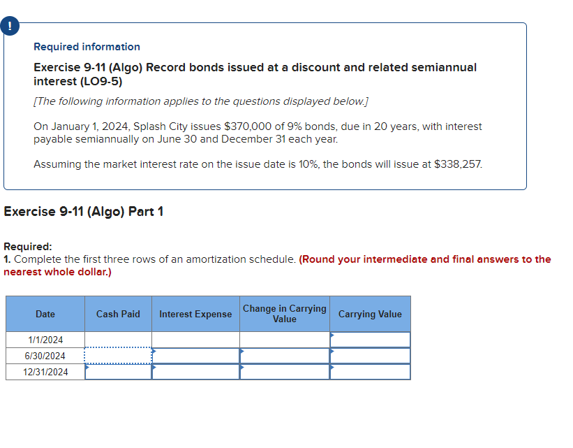 Solved Required Information Exercise 9-11 (Algo) Record | Chegg.com