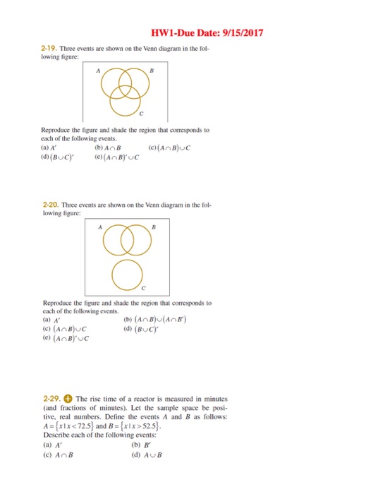 Solved Three Events Are Shown On The Venn Diagram In The | Chegg.com