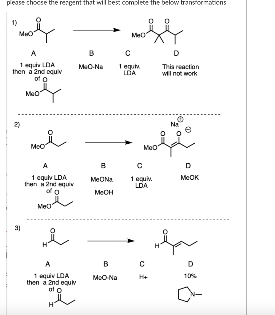 Solved please choose the reagent that will best complete the | Chegg.com