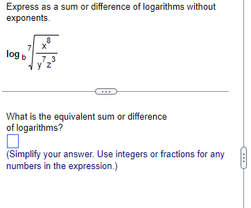Solved Express as a sum or difference of logarithms without | Chegg.com
