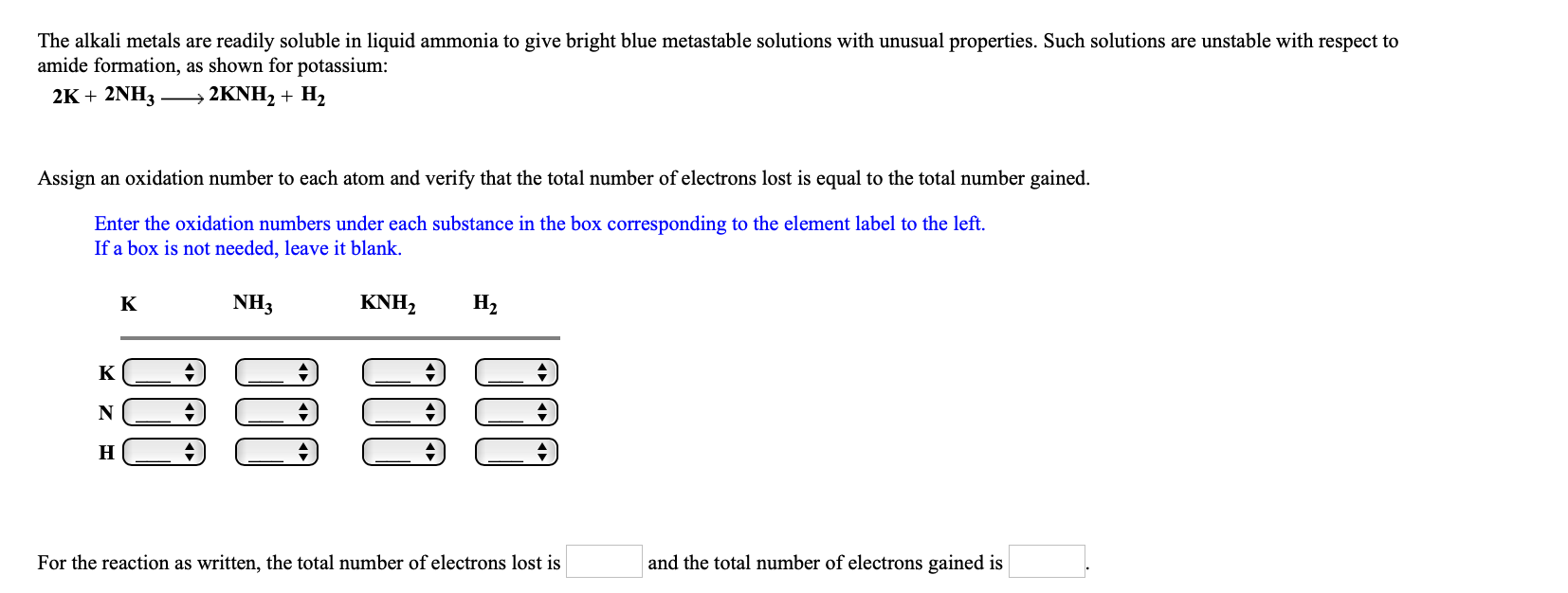 Solved The alkali metals are readily soluble in liquid