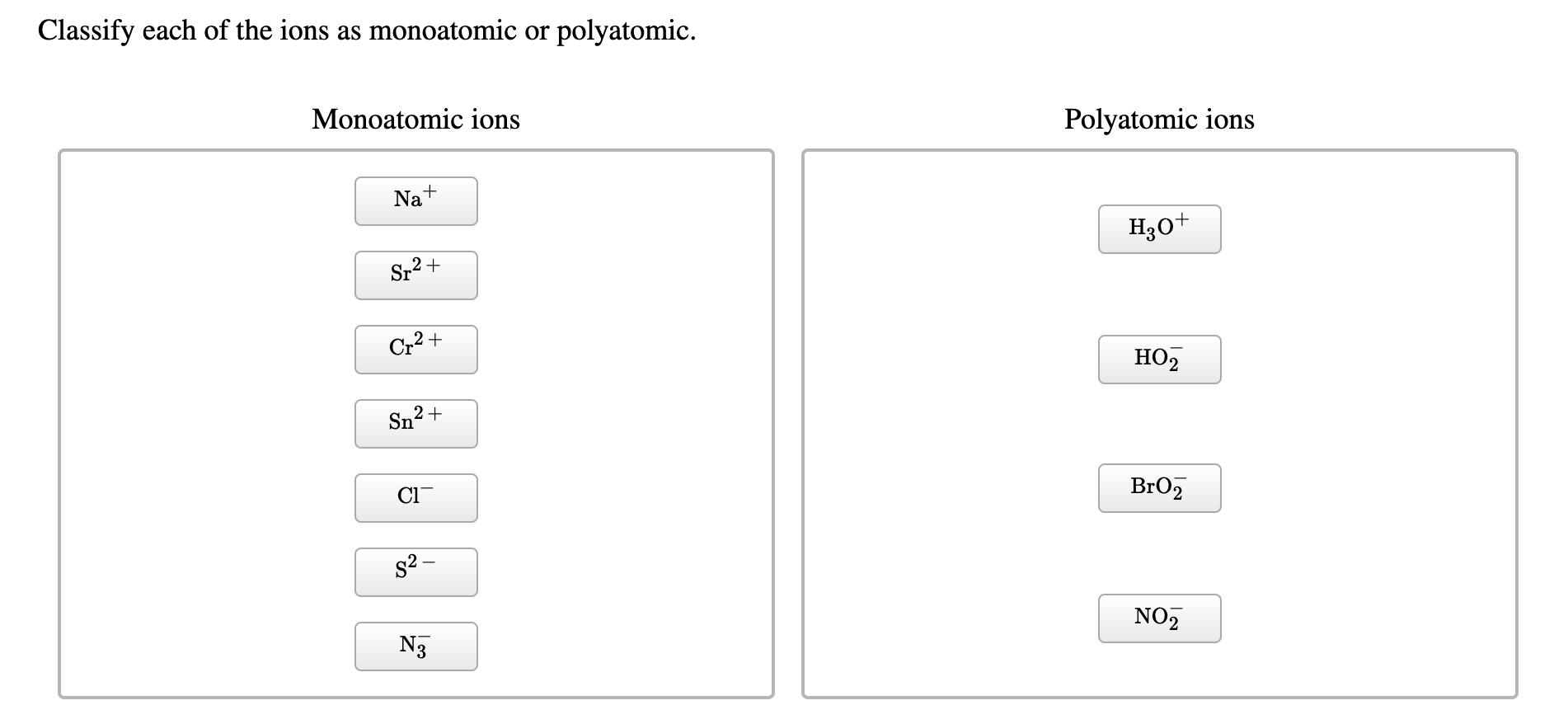 Classify Each Of The Ions As Monoatomic Or Polyatomic Sienakruwfoster 9670