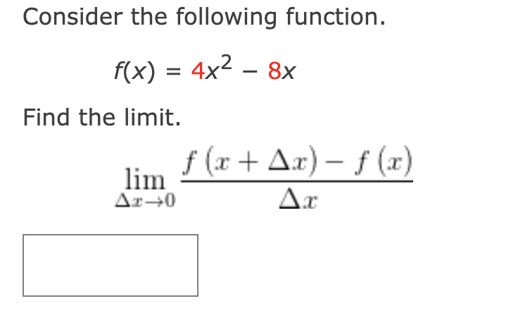 Solved Consider the following function. f(x) = 9x - 7 Find | Chegg.com