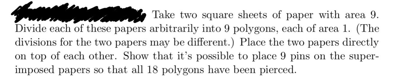 Solved Take two square sheets of paper with area 9 . Divide | Chegg.com