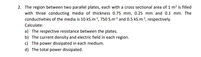 Solved 2. The region between two parallel plates, each with | Chegg.com