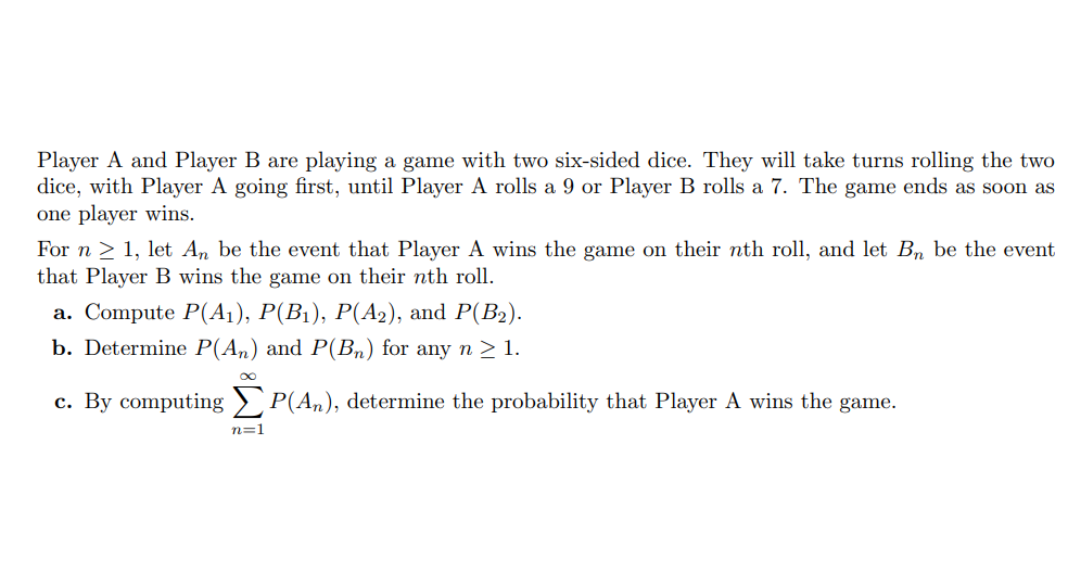 Solved Player A And Player B Are Playing A Game With Two | Chegg.com