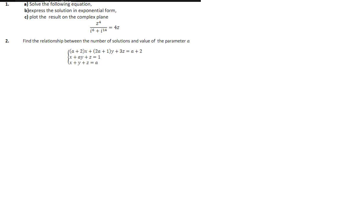 Solved 1. A) Solve The Following Equation, B)express The | Chegg.com