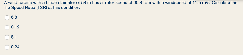 Solved A wind turbine with a blade diameter of 58 m has a | Chegg.com