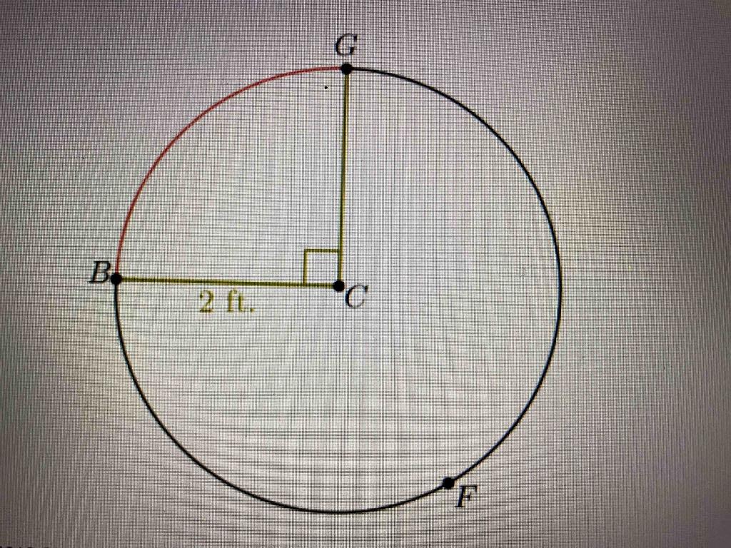 Solved Points B, G, And F Lie On Circle C. The Radius Of | Chegg.com