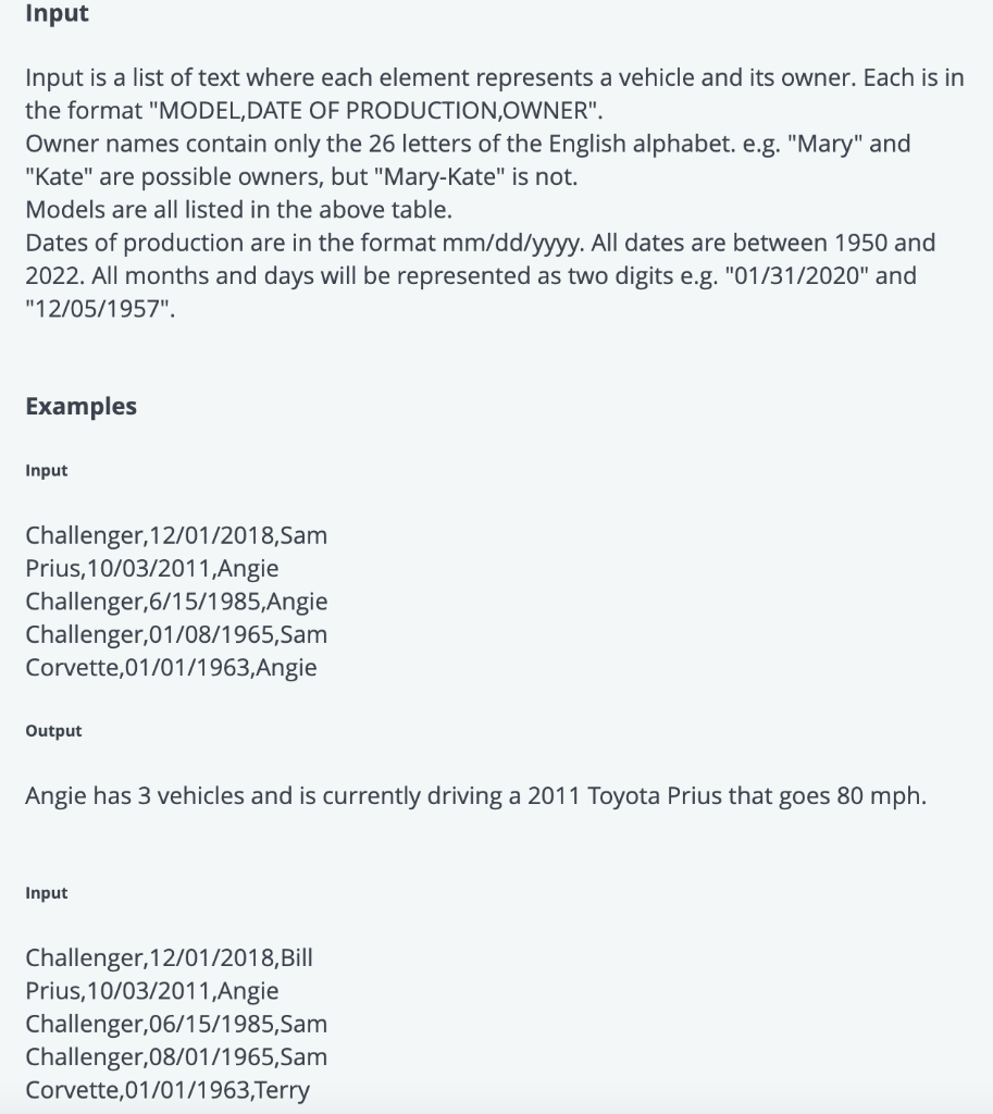 Solved 5. Python - Vehicles Project Instructions Before | Chegg.com