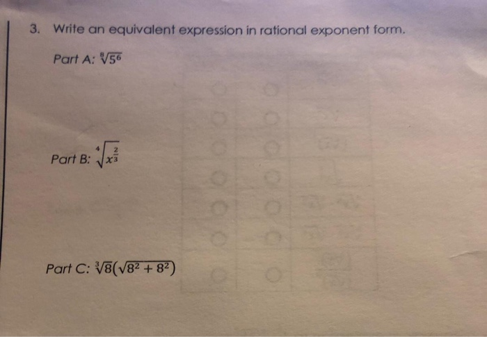 Solved 3. Write an equivalent expression in rational | Chegg.com