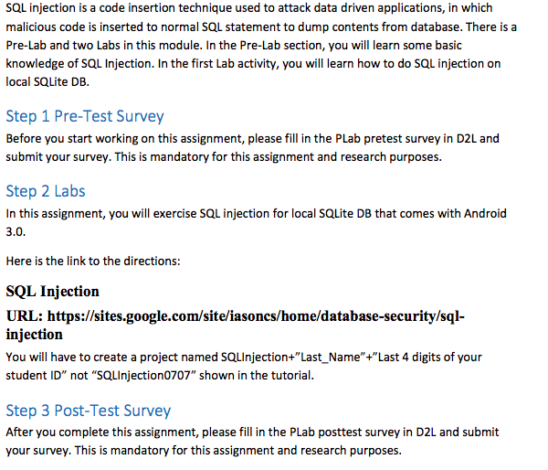 SQL injection is a code insertion technique used to | Chegg.com