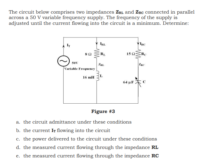 Solved The circuit below comprises two impedances ZRL and | Chegg.com