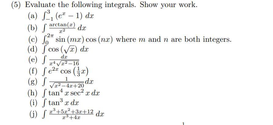 Solved 22 Dz 5 Evaluate The Following Integrals Show Y Chegg Com