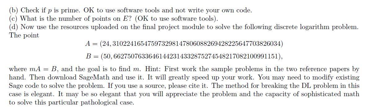 Solved When we select an elliptic curve for practical use, | Chegg.com