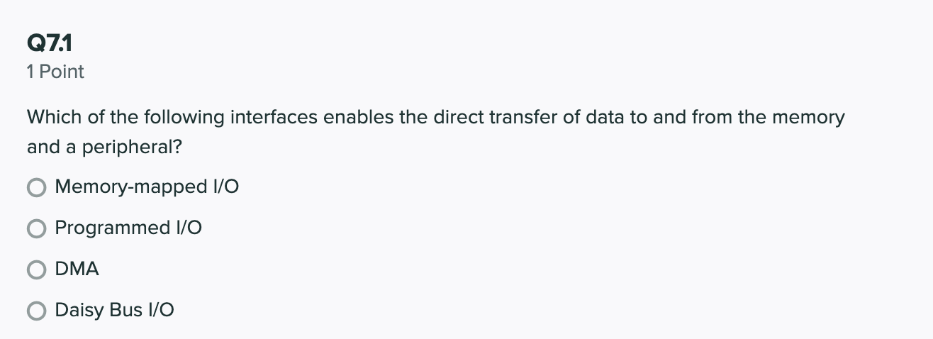 Solved Q7.1 1 Point Which of the following interfaces | Chegg.com