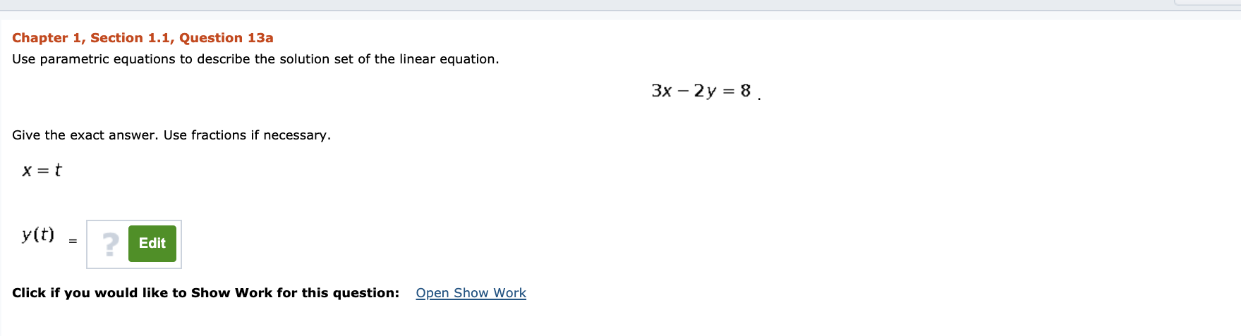 Solved Chapter 1, Section 1.1, Question 13a Use parametric | Chegg.com