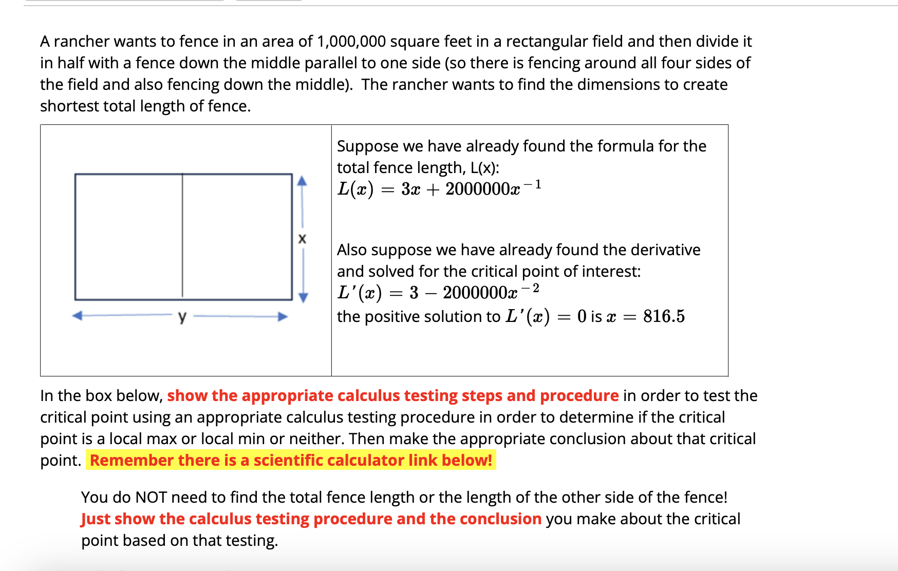 Solved A rancher wants to fence in an area of 1,000,000 | Chegg.com