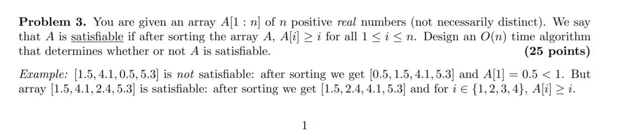 Solved given an array A[1 n] of n positive real numbers (not | Chegg.com
