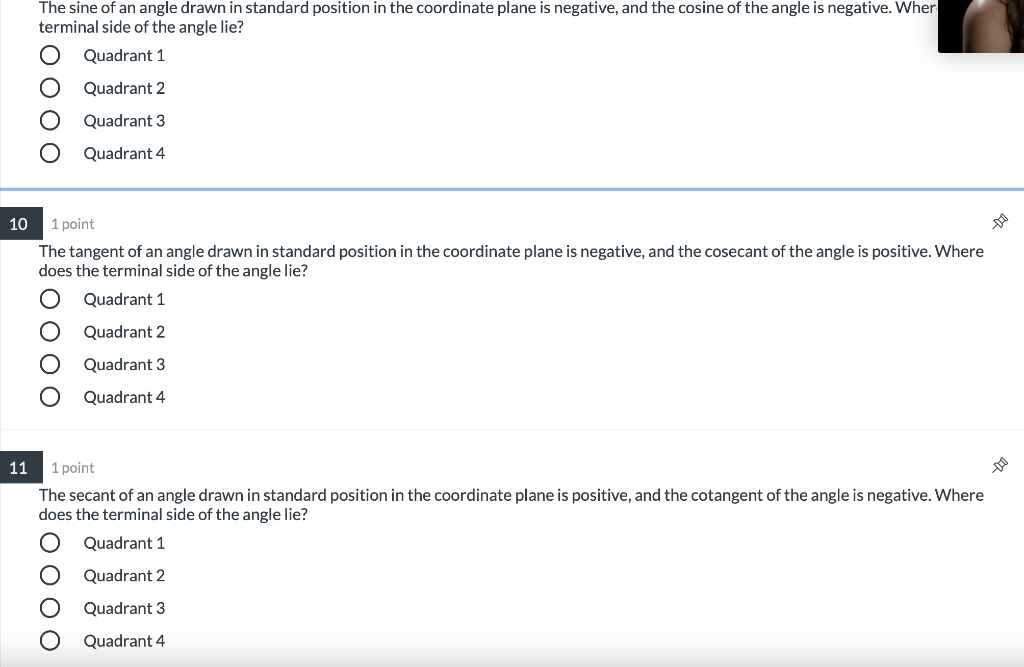 Solved Oooo The Sine Of An Angle Drawn In Standard Position Chegg Com
