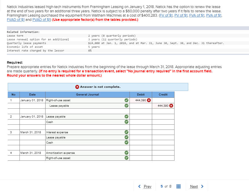 Solved Natick Industries leased hightech Instruments from