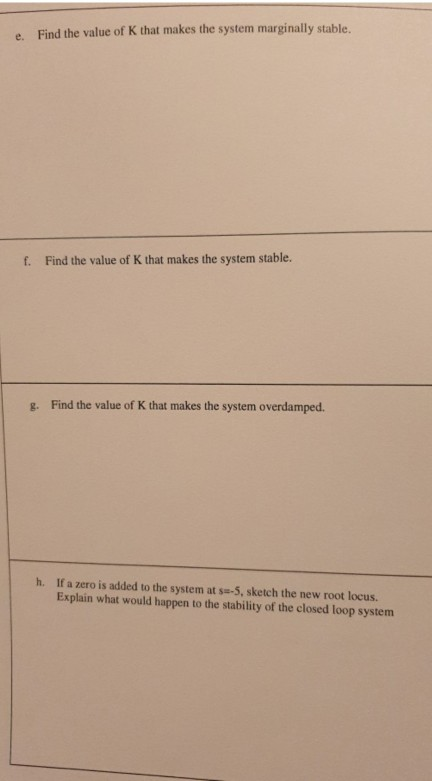 Solved e. Find the value of K that makes the system | Chegg.com