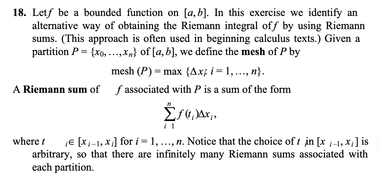 Solved 18. Let f be a bounded function on [a,b]. In this | Chegg.com