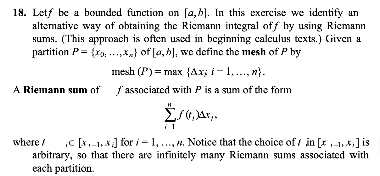 Solved 18. Let F Be A Bounded Function On [a,b]. In This | Chegg.com