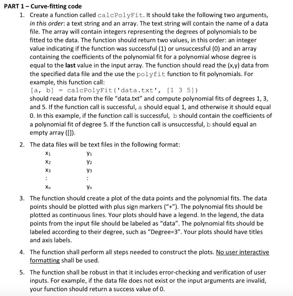 PART 1 Curvefitting code 1. Create a function
