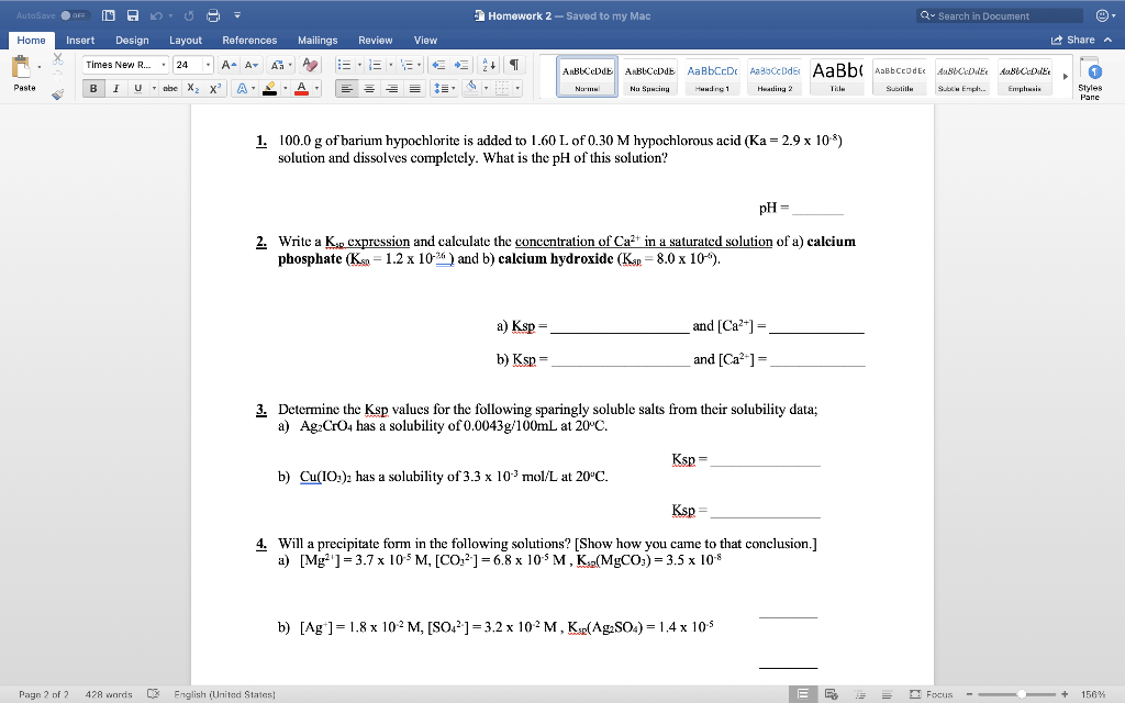 Solved Autosave O Homework 2 Saved To My Mac 2 Qu Sea Chegg Com