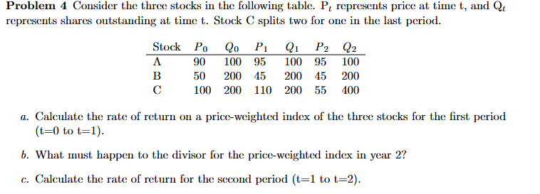 Solved Problem 4 ﻿Consider the three stocks in the following | Chegg.com